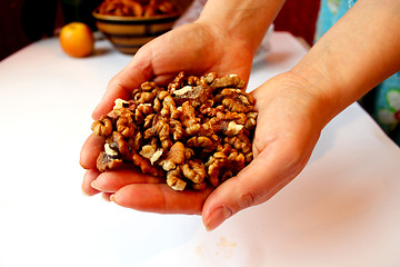 Image showing heap of ripe seeds of walnuts