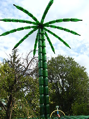 Image showing Palm tree made of bottles from a champagne