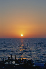 Image showing Fishing at sunset