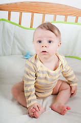 Image showing Baby boy in cradle