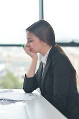 Image showing tired  business woman at the office