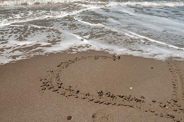 Image showing Love heart on the beach