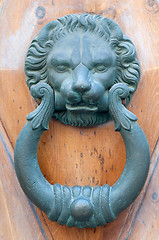 Image showing Vintage knocker door of metal lion