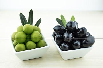 Image showing Black and Green Olives 