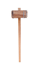 Image showing Very old wooden hammer isolated 