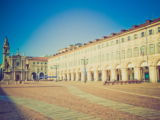 Image showing Retro look Piazza San Carlo, Turin