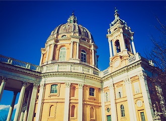 Image showing Retro look Basilica di Superga, Turin