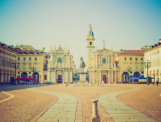 Image showing Retro look Piazza San Carlo, Turin