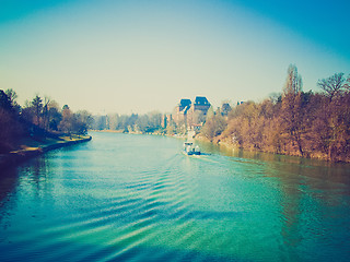 Image showing Retro look River Po, Turin, Italy