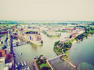 Image showing Retro look Duesseldorf mediahafen harbour