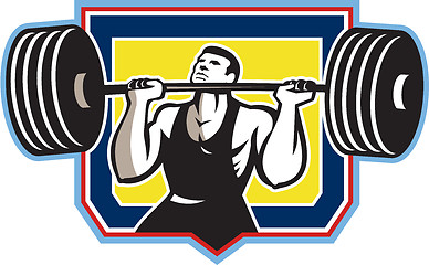 Image showing Weightlifter Lifting Heavy Barbell Retro