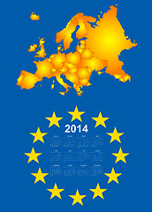 Image showing 2014 calendar with europe map