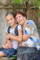 Image showing The grandmother with  granddaughter