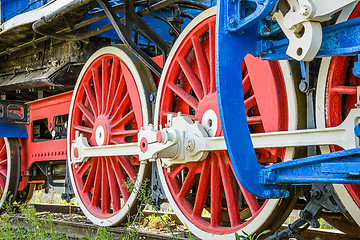 Image showing Wheels of a steam locomotive