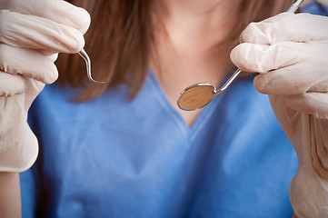 Image showing Close-Up of a Dentist at Work