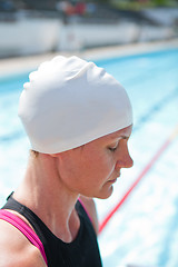 Image showing Female swimmer at pool