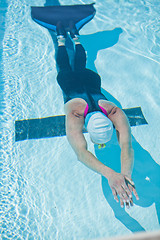 Image showing Female freediver in pool