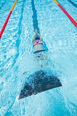 Image showing Female freediver in pool