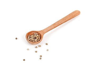 Image showing white pepper in wooden spoon