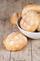 Image showing fresh baked buns in a bowl