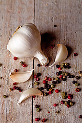 Image showing fresh garlic and peppercorns 