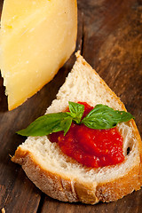 Image showing Italian fresh tomato and basil bruschetta