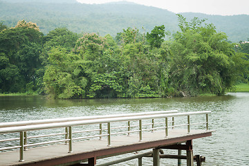 Image showing Metal bridge into the pond