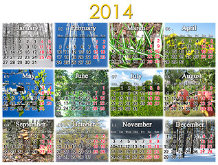 Image showing calendar for 2014 year