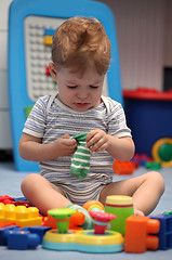 Image showing A baby boy crying in children's room