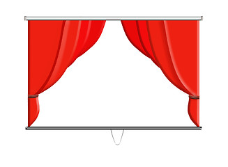 Image showing beautiful white screen with red curtains