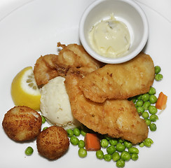 Image showing Fried Fish Ahd Scallops