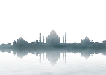 Image showing India landmark - Taj Mahal panorama with fog