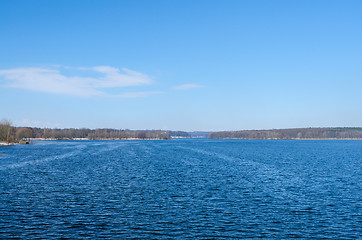 Image showing Deep blue horizon over winter river or lake surface