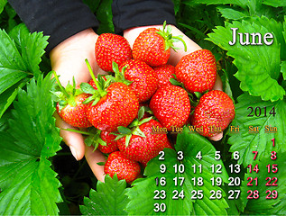 Image showing calendar for the June of 2014 year