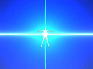 Image showing Human body in blue power rays