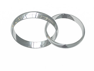 Image showing Two platinum or silver wedding rings