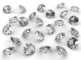 Image showing Several diamonds with soft shadows