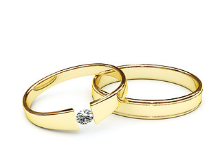 Image showing Gold rings with diamond