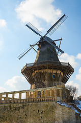 Image showing Traditional European architecture: old wind mill