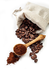 Image showing coffee beans and ground coffee