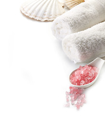 Image showing bath salt and rose lotion