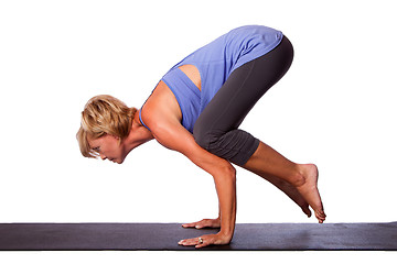 Image showing Yoga handstand by beautiful woman