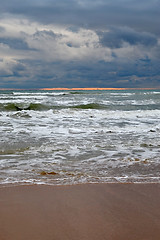 Image showing Waves on the sea in cloudy weather