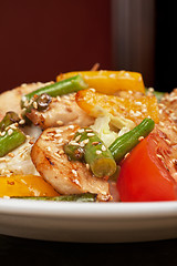 Image showing Warm salad with chicken