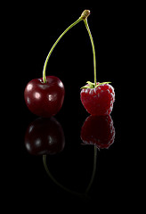 Image showing cherry and raspberry