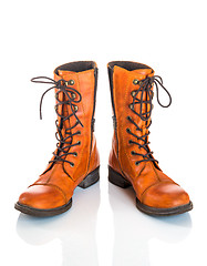 Image showing Orange leather boots