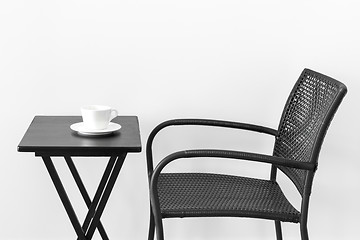 Image showing Chair, table and teacup