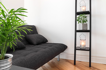 Image showing Living room decorated with plants and lanterns