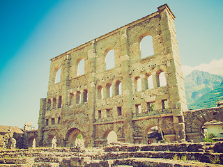 Image showing Retro look Roman Theatre Aosta