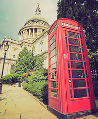 Image showing Vintage look London telephone box